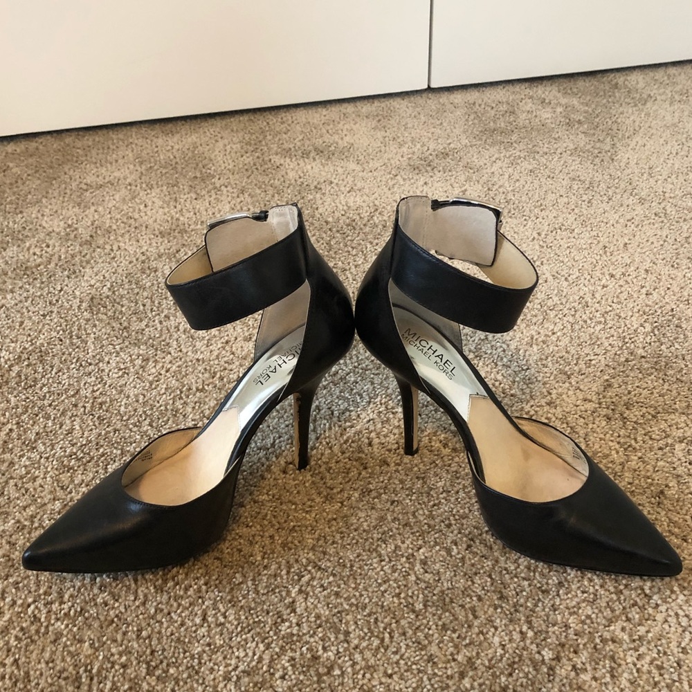 Michael Kors black heels with ankle strap, sz 6.5